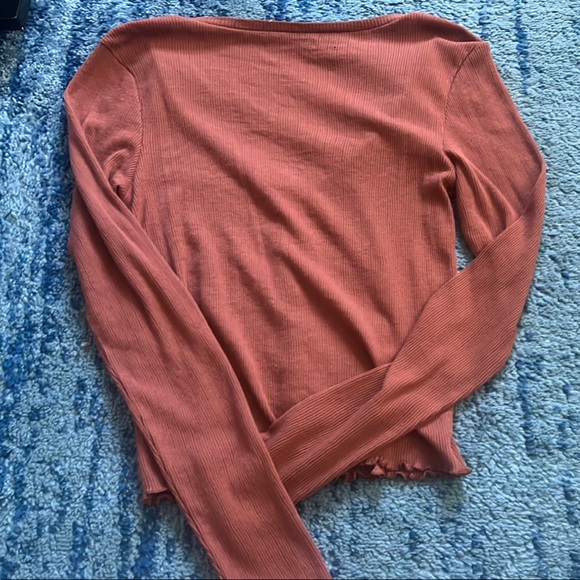 Rust Button-Up Ribbed Top - Picture 3 of 3